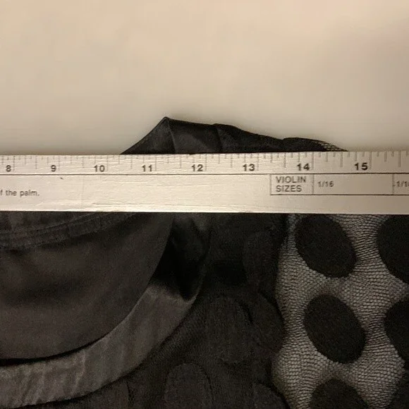 Enfocus Studio Black Sheer Circle Pattern Short Sleeve Mini Shift Dress Size 8 - Picture 12 of 14